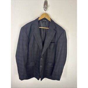Zanetti Gray Blue Italy Blazer 50L Tall Gray Check Wool Sport Coat Biella Fabric